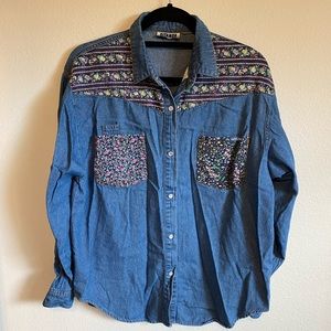 Vintage Gitano Jean Pearl Snap Button Up